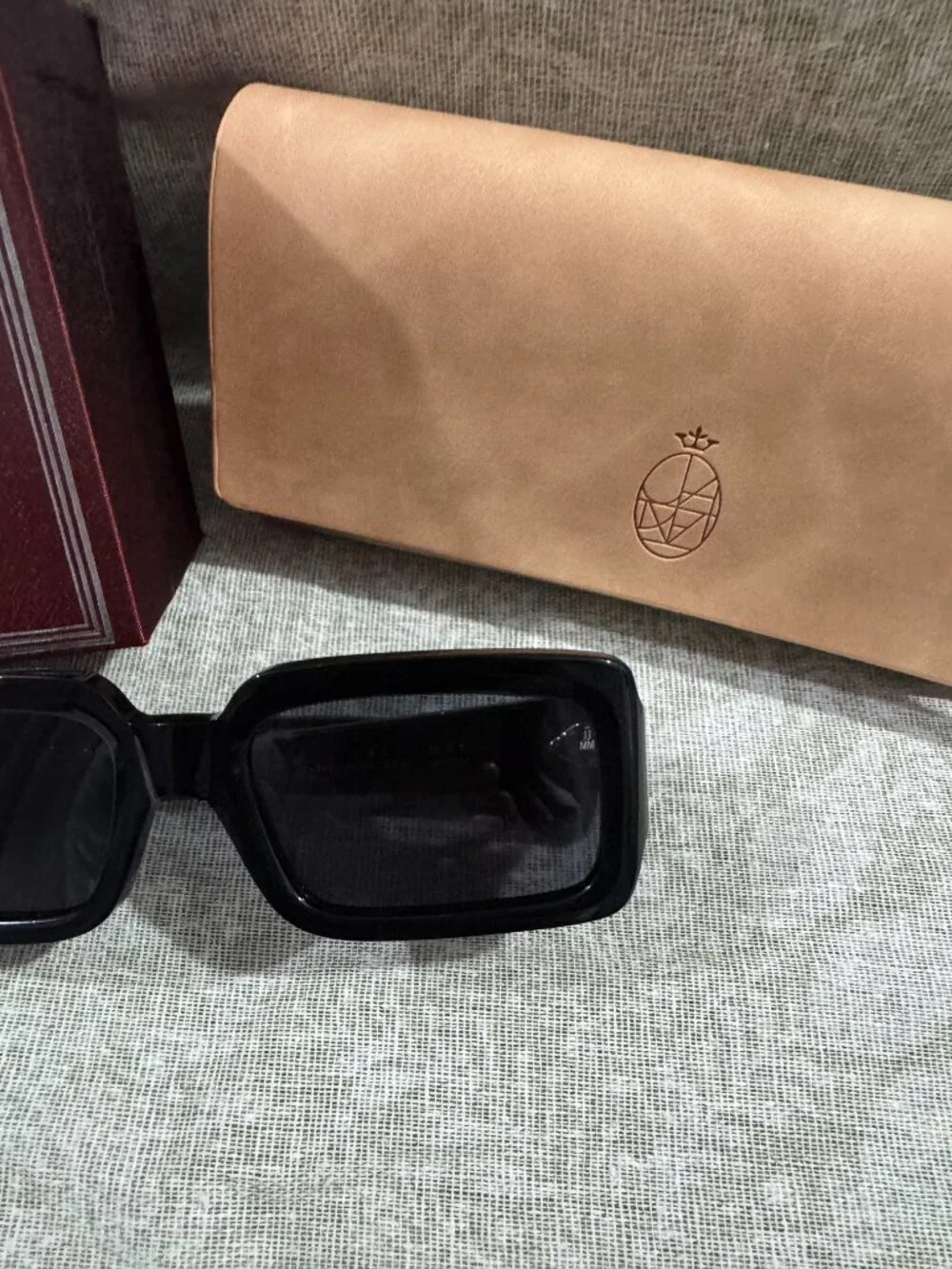 Jacques Marie Mage Black-Frame Narrow Rectangular Sunglasses